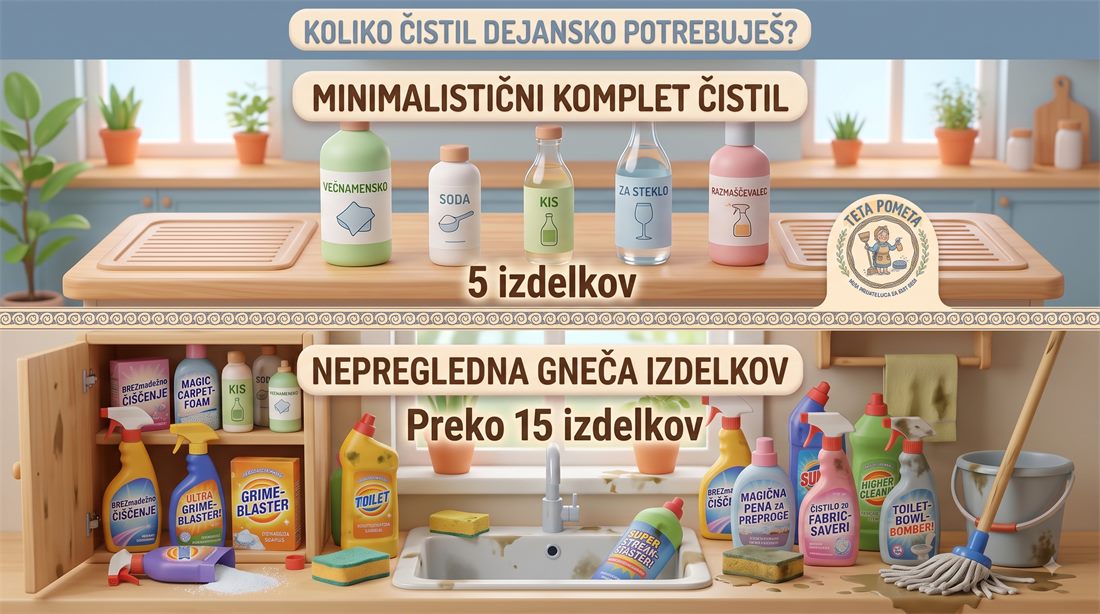 Koliko čistil sploh potrebuješ? Pet izdelkov namesto petnajstih