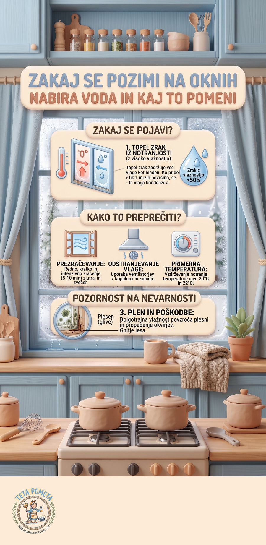 Infografika: Zakaj se pozimi na oknih nabira voda in kaj to pomeni