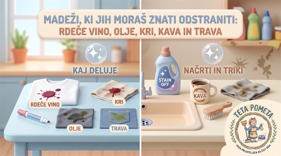 Madeži, ki jih moraš znati odstraniti: rdeče vino, olje, kri, kava in trava