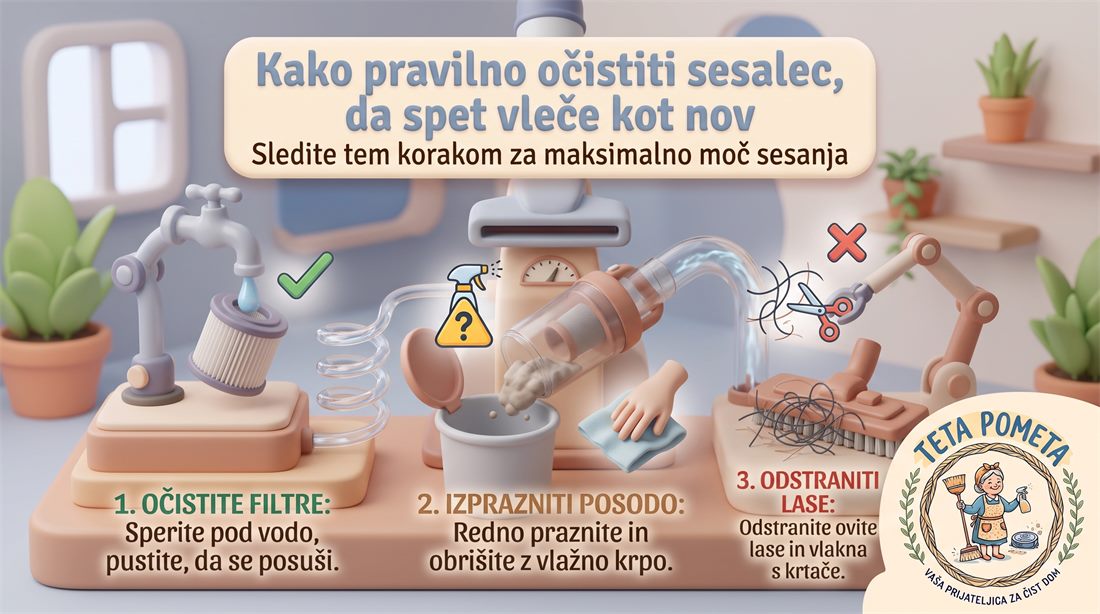 Kako pravilno očistiti sesalec, da spet vleče kot nov