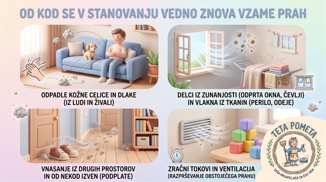 Od kod se v stanovanju vedno znova vzame prah