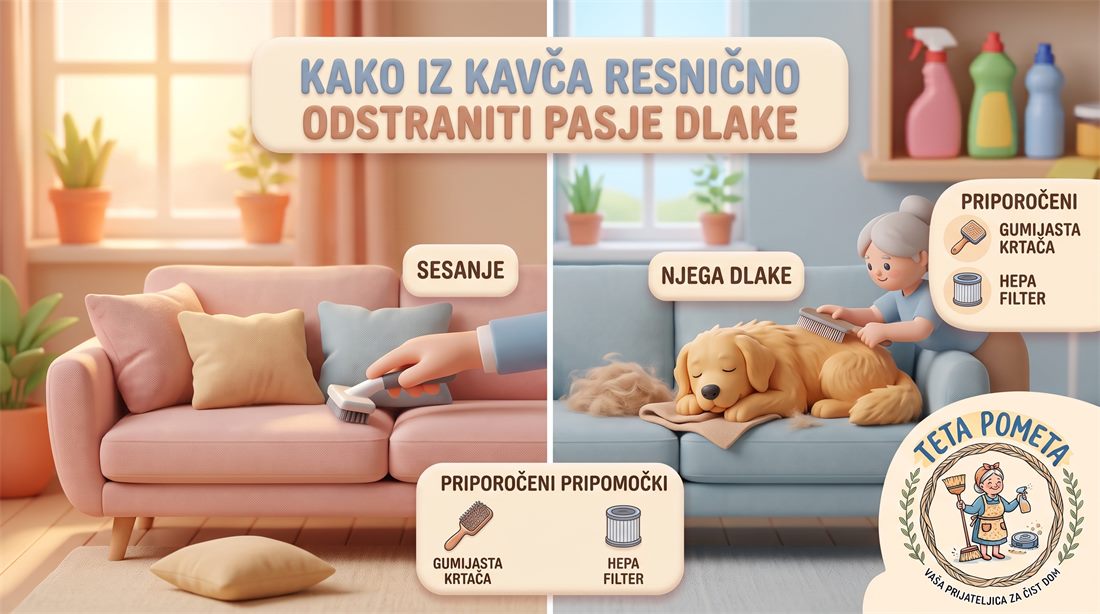 Kako iz kavča resnično odstraniti vse pasje dlake