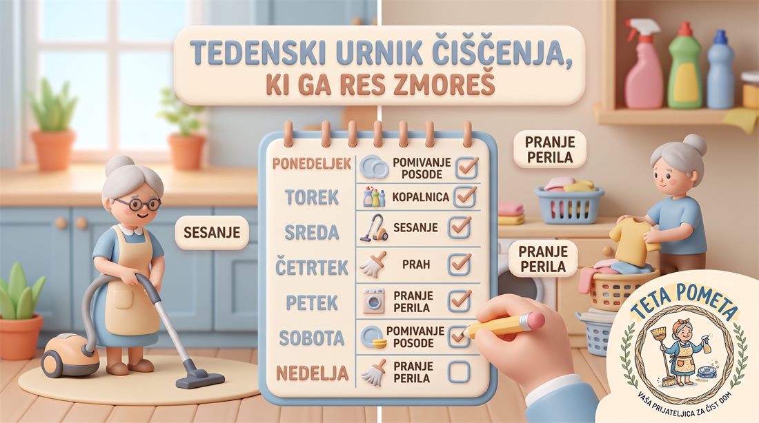 Tedenski urnik čiščenja, ki ga res zmoreš